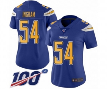 Women's Los Angeles Chargers #54 Melvin Ingram Limited Electric Blue Rush Vapor Untouchable 100th Season Football Jersey