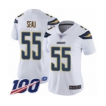 Women's Los Angeles Chargers #55 Junior Seau White Vapor Untouchable Limited Player 100th Season Football Jersey