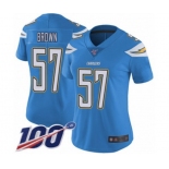 Women's Los Angeles Chargers #57 Jatavis Brown Electric Blue Alternate Vapor Untouchable Limited Player 100th Season Football Jersey