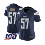 Women's Los Angeles Chargers #57 Jatavis Brown Navy Blue Team Color Vapor Untouchable Limited Player 100th Season Football Jersey