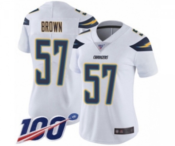 Women's Los Angeles Chargers #57 Jatavis Brown White Vapor Untouchable Limited Player 100th Season Football Jersey