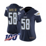 Women's Los Angeles Chargers #58 Thomas Davis Sr Navy Blue Team Color Vapor Untouchable Limited Player 100th Season Football Jersey