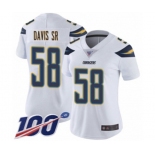 Women's Los Angeles Chargers #58 Thomas Davis Sr White Vapor Untouchable Limited Player 100th Season Football Jersey