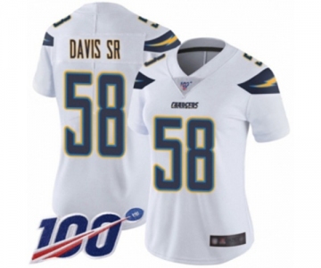 Women's Los Angeles Chargers #58 Thomas Davis Sr White Vapor Untouchable Limited Player 100th Season Football Jersey