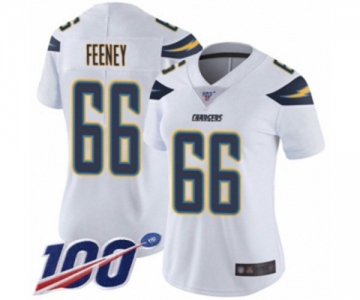 Women's Los Angeles Chargers #66 Dan Feeney White Vapor Untouchable Limited Player 100th Season Football Jersey