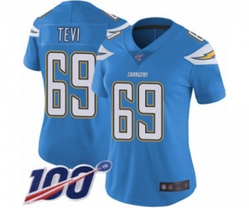 Women's Los Angeles Chargers #69 Sam Tevi Electric Blue Alternate Vapor Untouchable Limited Player 100th Season Football Jersey