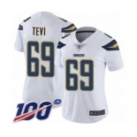 Women's Los Angeles Chargers #69 Sam Tevi White Vapor Untouchable Limited Player 100th Season Football Jersey