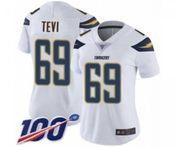 Women's Los Angeles Chargers #69 Sam Tevi White Vapor Untouchable Limited Player 100th Season Football Jersey