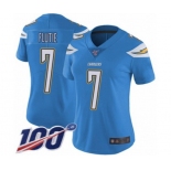 Women's Los Angeles Chargers #7 Doug Flutie Electric Blue Alternate Vapor Untouchable Limited Player 100th Season Football Jersey