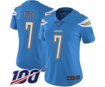 Women's Los Angeles Chargers #7 Doug Flutie Electric Blue Alternate Vapor Untouchable Limited Player 100th Season Football Jersey