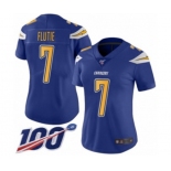 Women's Los Angeles Chargers #7 Doug Flutie Limited Electric Blue Rush Vapor Untouchable 100th Season Football Jersey