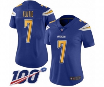 Women's Los Angeles Chargers #7 Doug Flutie Limited Electric Blue Rush Vapor Untouchable 100th Season Football Jersey