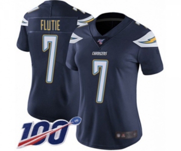 Women's Los Angeles Chargers #7 Doug Flutie Navy Blue Team Color Vapor Untouchable Limited Player 100th Season Football Jersey