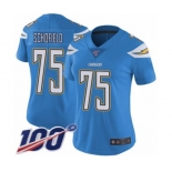 Women's Los Angeles Chargers #75 Michael Schofield Electric Blue Alternate Vapor Untouchable Limited Player 100th Season Football Jersey