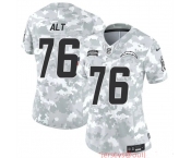 Women's Los Angeles Chargers #76 Joe Alt 2024 F.U.S.E Arctic Camo Salute To Service Limited Stitched Football Jersey