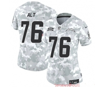 Women's Los Angeles Chargers #76 Joe Alt 2024 F.U.S.E Arctic Camo Salute To Service Limited Stitched Football Jersey