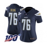 Women's Los Angeles Chargers #76 Russell Okung Navy Blue Team Color Vapor Untouchable Limited Player 100th Season Football Jersey