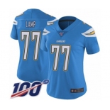 Women's Los Angeles Chargers #77 Forrest Lamp Electric Blue Alternate Vapor Untouchable Limited Player 100th Season Football Jersey