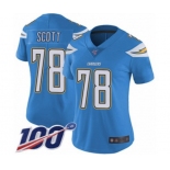 Women's Los Angeles Chargers #78 Trent Scott Electric Blue Alternate Vapor Untouchable Limited Player 100th Season Football Jersey