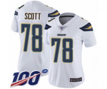 Women's Los Angeles Chargers #78 Trent Scott White Vapor Untouchable Limited Player 100th Season Football Jersey