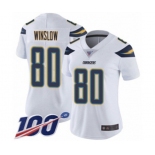 Women's Los Angeles Chargers #80 Kellen Winslow White Vapor Untouchable Limited Player 100th Season Football Jersey