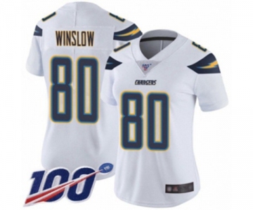 Women's Los Angeles Chargers #80 Kellen Winslow White Vapor Untouchable Limited Player 100th Season Football Jersey