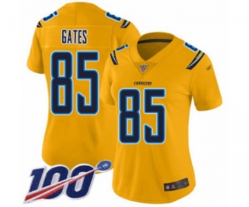 Women's Los Angeles Chargers #85 Antonio Gates Limited Gold Inverted Legend 100th Season Football Jersey