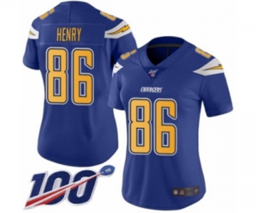 Women's Los Angeles Chargers #86 Hunter Henry Limited Electric Blue Rush Vapor Untouchable 100th Season Football Jersey