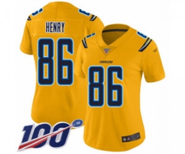 Women's Los Angeles Chargers #86 Hunter Henry Limited Gold Inverted Legend 100th Season Football Jersey