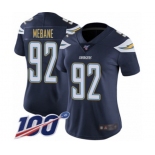 Women's Los Angeles Chargers #92 Brandon Mebane Navy Blue Team Color Vapor Untouchable Limited Player 100th Season Football Jersey