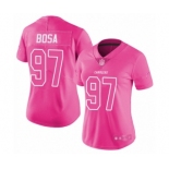 Women's Los Angeles Chargers #97 Joey Bosa Limited Pink Rush Fashion Football Jersey