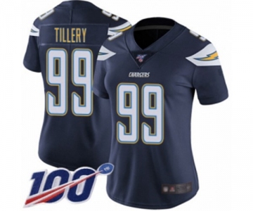 Women's Los Angeles Chargers #99 Jerry Tillery Navy Blue Team Color Vapor Untouchable Limited Player 100th Season Football Jersey