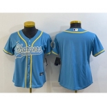 Women's Los Angeles Chargers Blank Blue With Patch Cool Base Stitched Baseball Jersey