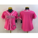 Women's Los Angeles Chargers Blank Pink With Patch Cool Base Stitched Baseball Jersey