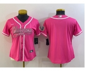 Women's Los Angeles Chargers Blank Pink With Patch Cool Base Stitched Baseball Jersey