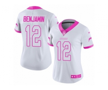 Women's Nike Los Angeles Chargers #12 Travis Benjamin Limited White-Pink Rush Fashion NFL Jersey