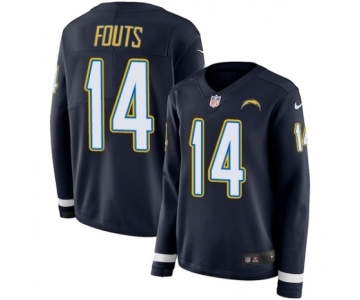 Women's Nike Los Angeles Chargers #14 Dan Fouts Limited Navy Blue Therma Long Sleeve NFL Jersey