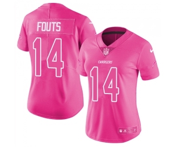 Women's Nike Los Angeles Chargers #14 Dan Fouts Limited Pink Rush Fashion NFL Jersey