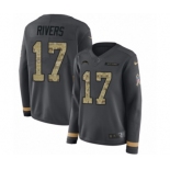 Women's Nike Los Angeles Chargers #17 Philip Rivers Limited Black Salute to Service Therma Long Sleeve NFL Jersey