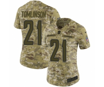 Women's Nike Los Angeles Chargers #21 LaDainian Tomlinson Limited Camo 2018 Salute to Service NFL Jersey