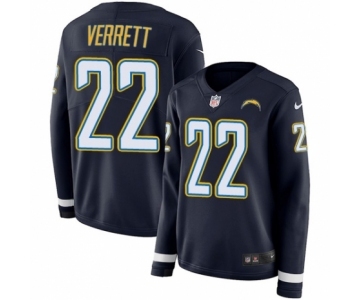 Women's Nike Los Angeles Chargers #22 Jason Verrett Limited Navy Blue Therma Long Sleeve NFL Jersey