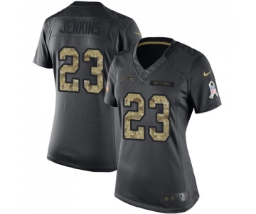 Women's Nike Los Angeles Chargers #23 Rayshawn Jenkins Limited Black 2016 Salute to Service NFL Jersey