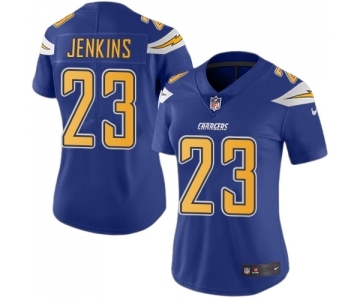 Women's Nike Los Angeles Chargers #23 Rayshawn Jenkins Limited Electric Blue Rush Vapor Untouchable NFL Jersey