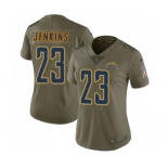 Women's Nike Los Angeles Chargers #23 Rayshawn Jenkins Limited Olive 2017 Salute to Service NFL Jersey