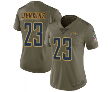 Women's Nike Los Angeles Chargers #23 Rayshawn Jenkins Limited Olive 2017 Salute to Service NFL Jersey