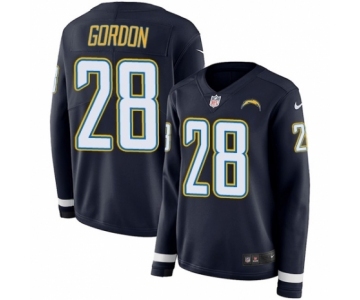 Women's Nike Los Angeles Chargers #28 Melvin Gordon Limited Navy Blue Therma Long Sleeve NFL Jersey