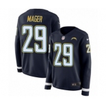 Women's Nike Los Angeles Chargers #29 Craig Mager Limited Navy Blue Therma Long Sleeve NFL Jersey