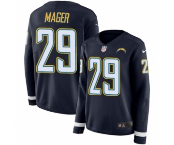 Women's Nike Los Angeles Chargers #29 Craig Mager Limited Navy Blue Therma Long Sleeve NFL Jersey