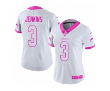 Women's Nike Los Angeles Chargers #3 Rayshawn Jenkins Limited White Pink Rush Fashion NFL Jersey