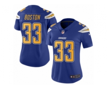 Women's Nike Los Angeles Chargers #33 Tre Boston Limited Electric Blue Rush NFL Jersey